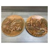 (2) Vtg Chalkware Wall Hangings With Some Wear /