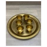 Brass Plate & Shot Glasses
