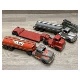 (3) Tootsie Truck & Trailer & (1) Midge Toy Tank