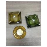 (3) MCM Glass Ashtrays