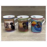 (3) Danbury Mint Dachshund Collector Mugs -