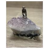 Pewter Monkey On Purple Quartz/Amethyst Rock