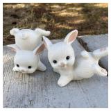 Vtg Homco Ceramic White Rabbit Figures Set Of (