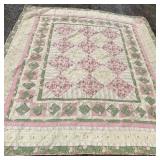 Antique / Vintage Hand Sewn Floral Quilt King