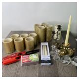 Candle Lot - Brass Candle Sticks, Electric