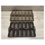 (2) Antique Cast Iron Cornbread Molds
