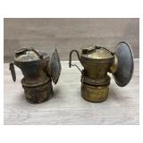 (2) Antique Miners Lamps (1) Damaged