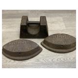 (3) Sad Iron, Door Stop Weights -