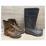 Ladies Leather Boots Size 6.5 & Rubber Boots