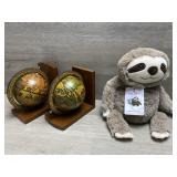 Warmies Lavender Sloth & (2) Book Ends -