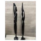 (2) CARVED HARDWOOD  ETHNIC NATIVE WOMEN FIGURE