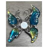 Vintage MCM Lucite & Rhinestone Butterfly Brooch