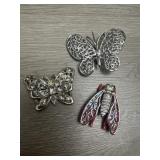 Butterfly Brooches and Fly Brooch