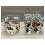 (4) Glasses & Ice Bucket - Chip Bow / Game Theme -