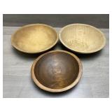 (3) Hand Turned Wooden Bowls - Parrish, Unmarked