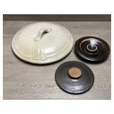 Chamber Pot Lid & (2) Crock Lids -