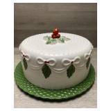Christmas Cake Plate & Cover -