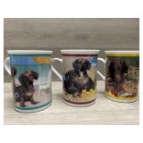 (3) Danbury Mint Daschund Mugs -