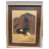 Signed Wood Inlay Eagle by Patricia Macedonia