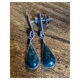 .925 & Chrysocolla Stone Earrings Set -