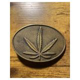 Vintage Brass USA Made Marijuana Leaf Belt Buckle