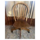 Wooden - Oak Rolling Desk Chair