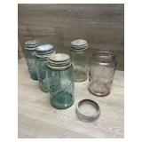 (5) Antique Jars and Zinc Lids