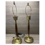 (2) MCM Teal Wood Lamps -