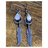 .925 Mother Of Pearl Feather Earrings -