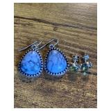 .925 Earrings & Stone Earrings Set - Lot Of (2)