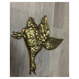 Solid Brass Flying Duck Plaque 9 long Signed Geo