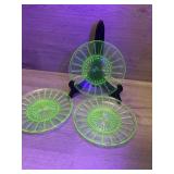(36 Depression Glass Uranium Dessert Plates