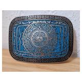 Broken Stamped Taxco Aztec Turqoise Inlay Belt