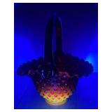 Fenton Hobnail Basket - Red Ombrï¿½ Glows Under
