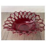 Westmoreland Lace Red Glass Bowl - 10.5x12.5' -