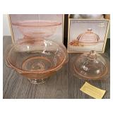(2) pc Pink Depression Glass Bowl & Butter Dish /