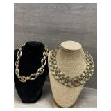 (2) Gold Tone Chinky Necklaces