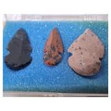 3 Replica Stone Arrowheads (Case)