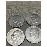 (4) Ike One Dollar Coins 1971-77