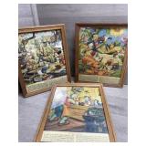 (3) 9x11 Disney Framed Story Prints - Vintage