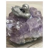 Pewter Duck in Amethyst Crustal Specimen