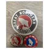 Great Northern Railroad PinBacks - Safety/ Modeler