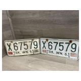 Matching pair of Washington Truck Plates