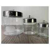(3) Glass Dressing Apothecary Jars With Lids -