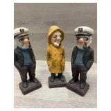 (3) Fishermen Figurines 5.5" Tall