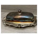 Sheridan Silver Plate Butter Dish w/Glass Tray