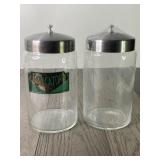 (2) Glass Apothecary Dressing Jars With Lids -