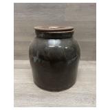 Salt Glazed Crock w/ Lid 8" yall
