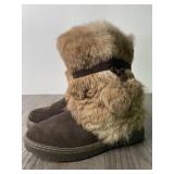 BearPaw Womens Size 7 Rabbit Fur Boots -