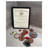 Certificate of Service - WWII and patches